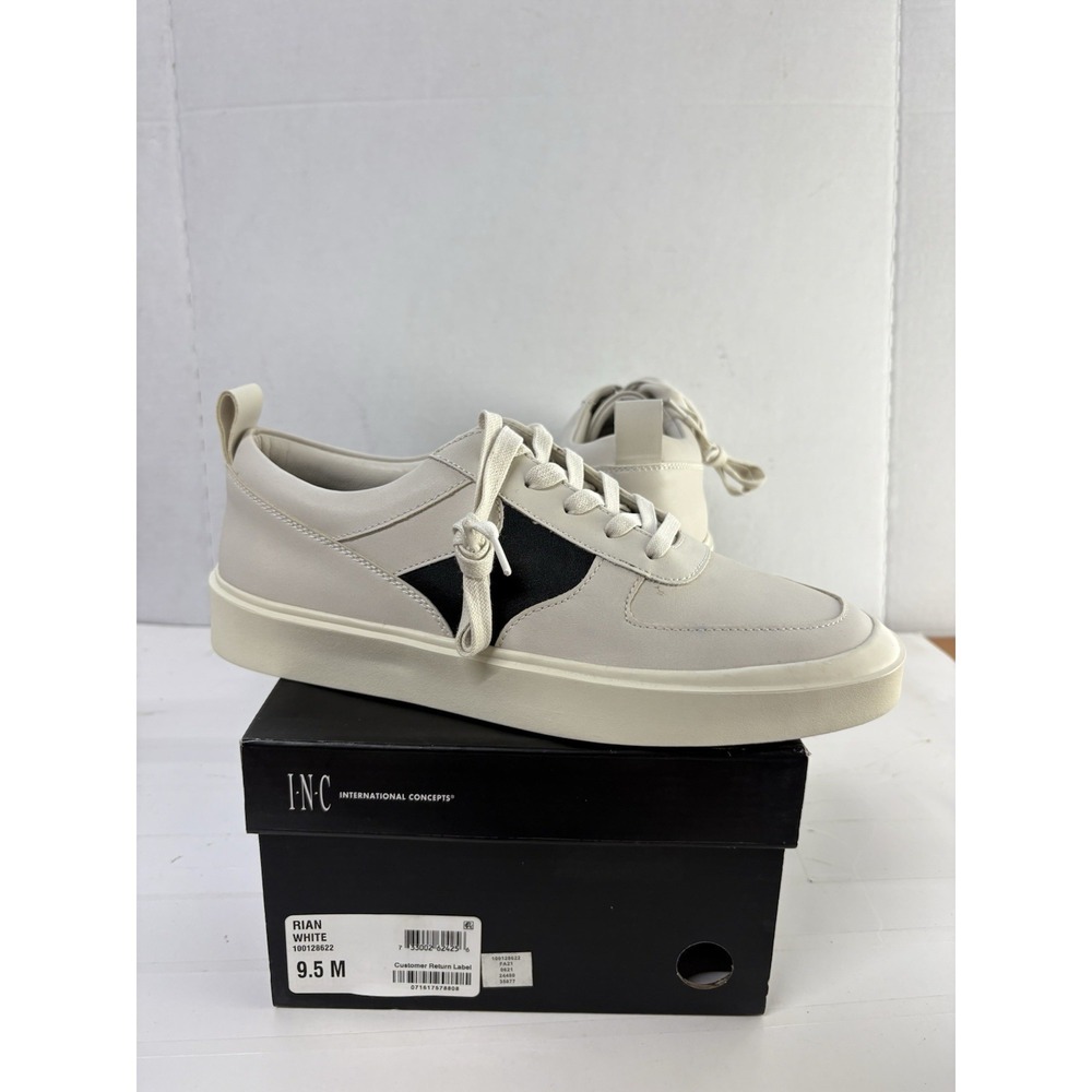 INC Intl Concepts Men's Rian White/Black Round Toe Platform Sneakers Size 9.5 M